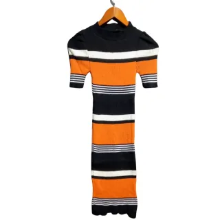 Variedade de Vestidos Tricot Modal / Manga Curta / Gola V e Redonda / Listrado Trico - Marinho Vest Liso