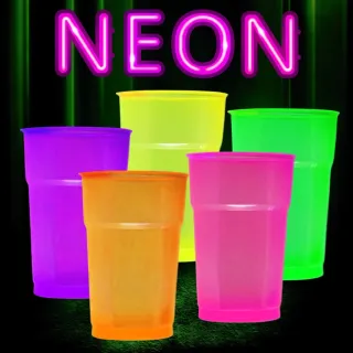 Festa Balada Copos Neon Descartáveis 300ml - Kit com 50 Unidades