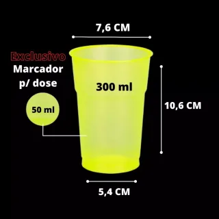 Festa Balada Copos Neon Descartáveis 300ml - Kit com 50 Unidades - Rosa