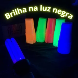 Festa Balada Copos Neon Descartáveis 300ml - Kit com 50 Unidades - Rosa