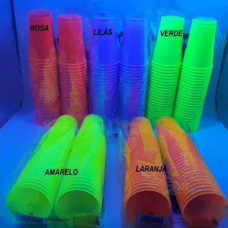 Festa Balada Copos Neon Descartáveis 300ml - Kit com 50 Unidades - Rosa
