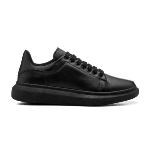 Sneaker Confort Flexível Dia a Dia - Tênis Casual Sola Alta 5 cm - PRETO/PRETO