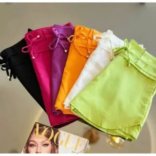 Compre agora a Saia Short Feminina Curta com detalhe de laço e fechamento em cadarço na loja online Raryel - Pink