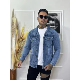 Masculina Jaqueta Jeans - JEANS ESCURO