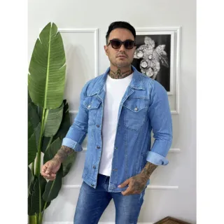 Masculina Jaqueta Jeans - JEANS ESCURO