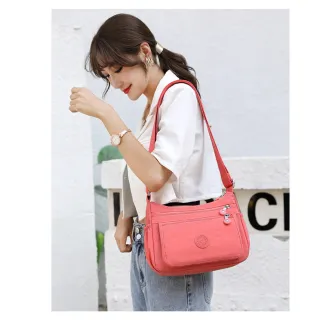 Causal Nylon Multicamadas Bolsa Feminina Ombro Mensageiro - Rosa