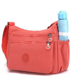 Causal Nylon Multicamadas Bolsa Feminina Ombro Mensageiro - Rosa