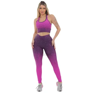 Legging e Top Fitness Feminino Conjunto Degrade Academia - Azul
