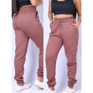 Cintura alta Calça Jogger Feminina de Moletom - Preto