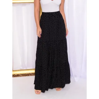 Saia Feminina Animal Print Onça Longa com Babados - 3 Marias - Pink Poa