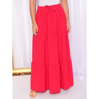 Saia Feminina Animal Print Onça Longa com Babados - 3 Marias - Pink Poa