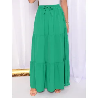 Saia Feminina Animal Print Onça Longa com Babados - 3 Marias - Pink Poa