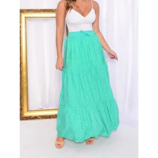 Saia Feminina Animal Print Onça Longa com Babados - 3 Marias - Pink Poa