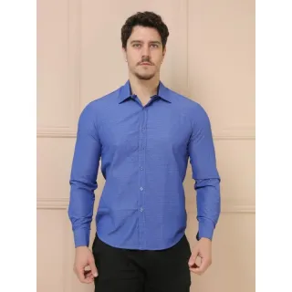 Camisa social masculina slim fit com punhos do colarinho em outras cores, não amassa e passa fácil - Fabricação na China - ROSA BB
