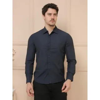 Camisa social masculina slim fit com punhos do colarinho em outras cores, não amassa e passa fácil - Fabricação na China - ROSA BB