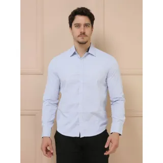 Camisa social masculina slim fit com punhos do colarinho em outras cores, não amassa e passa fácil - Fabricação na China - ROSA BB