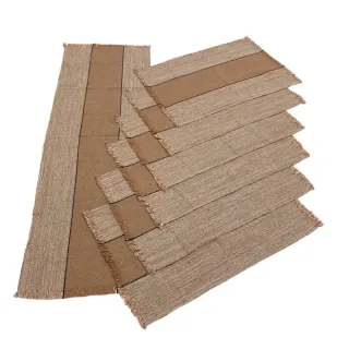 Jogo de Mesa Americano de Tear com 7 peças: Decoração Chic e Imperdível - Preto faixa