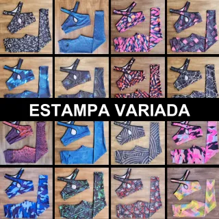 Conjunto Fitness Feminino Calça e Top para Academia - Estampa 04