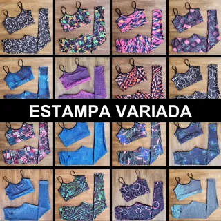 Top Fitness e Calça Legging Conjunto Academia Feminino - Preto