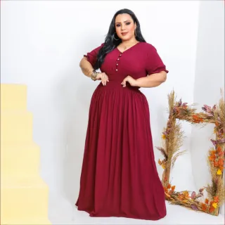 Vestido Feminino Longo Plus Size Verão, Confortável e Elegante - Raryel - Azul Bebê
