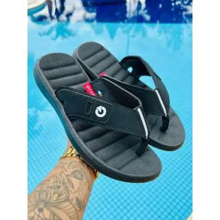 Promoção chinelo masculino confortável: opção ótima de presente - PRETO/PRETO
