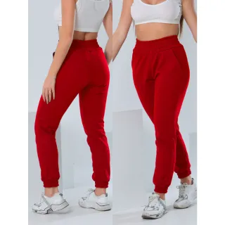 Cintura alta feminina, calça jogger de moletom - Damasco