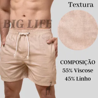 Bermuda Moda Praia Linho Masculino - Estilo Mauricinho - Branco
