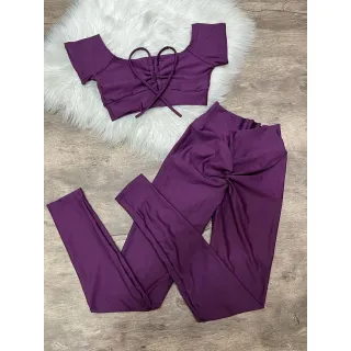 Calça Empina Bumbum + Top Ciganinha - Conjunto Fitness Karyne - Caveira vermelha