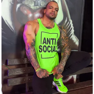 Regata Anti Social masculina cavada em algodão 100% - Bombey - Bordô