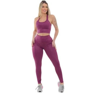 Top com Bojo e Legging Cintura Alta Conjunto Fitness 3D Suplex Academia Roupa Para Treinar Empina Bumbum - Azul Claro