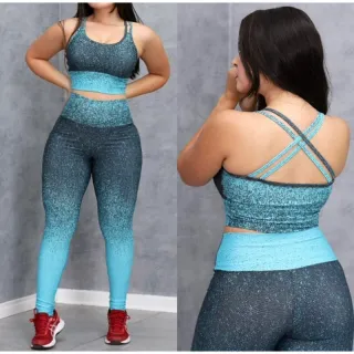 Top e Legging Suplex Fitness Degradê com Costas Cruzadas - Rosa