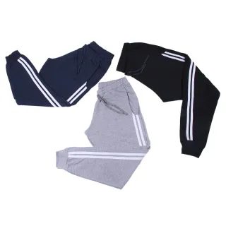 Calça Jogger Masculina de Moletom Slim com Listras - Kit 3 - PRETO, CINZA, AZUL MARINHO