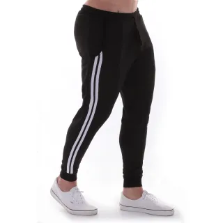 Calça Jogger Masculina de Moletom Slim com Listras - Kit 3 - PRETO, CINZA, AZUL MARINHO