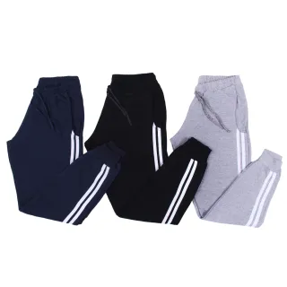 Calça Jogger Masculina de Moletom Slim com Listras - Kit 3