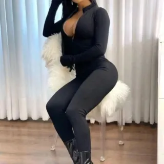 Zíper moda gringa: macacão longo - Caramelo