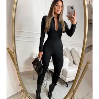 Zíper moda gringa: macacão longo - Caramelo