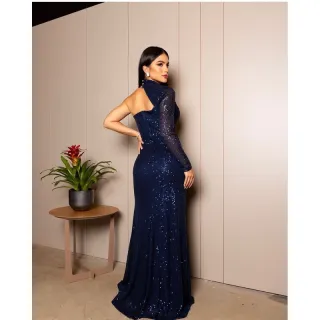 Vestido Paetê Azul Marinho Longo - Madrinha/Formatura/Convidada - M/38-40