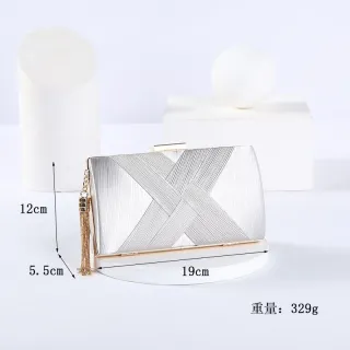Clutch feminina para festa com alça de corrente SK-6005 - Prata