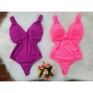 Decote V com Bojo Maiô Feminino - Raryel - Laranja