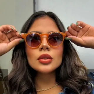 Óculos de Sol Feminino/Masculino Moldura Laranja Retro Ulzzang Candy Color - C2