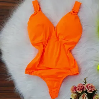 Decote V com Bojo Maiô Feminino - Raryel - Laranja