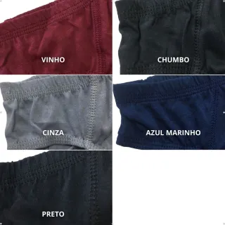 Cueca Algodão Slip Lisa Básica Adulto - Tradicional - Chumbo