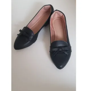 Preta confortável sapatilha mocassim bico fino - Azul Marinho