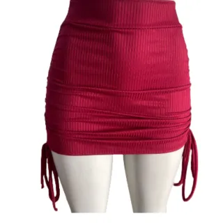 Saia Canelada Feminina Curta com Regulagem Drapeada - Violeta