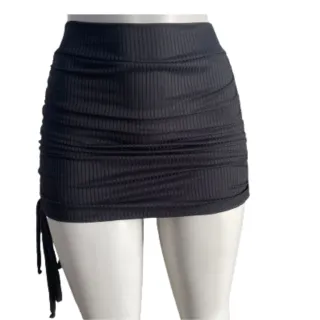 Saia Canelada Feminina Curta com Regulagem Drapeada - Violeta