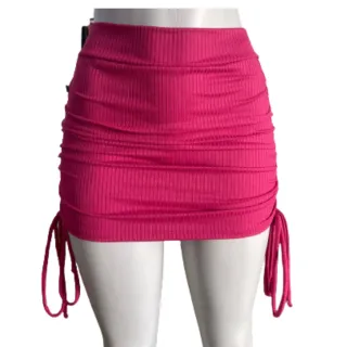 Saia Canelada Feminina Curta com Regulagem Drapeada - Violeta