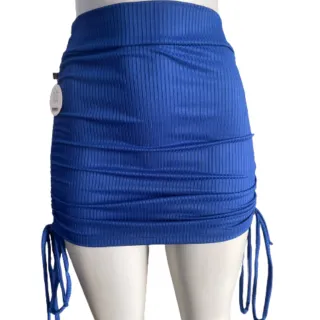 Saia Canelada Feminina Curta com Regulagem Drapeada - Violeta