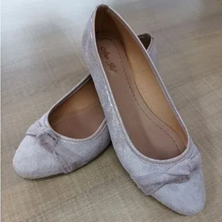 Sapato Feminino Sapatilha - Modelos de Sapatilhas Femininas - Camurça Nude Bico Nude Verniz