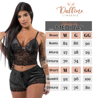Baby Doll Feminino Lingerie Veludo Luxo Renda Sexy Short - Vinho
