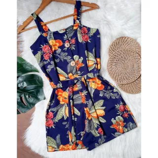 Plus Size feminino Macaquinho LINDO! HIPER MACIO (34 a 56!) - preto estampado